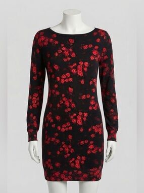 MICHAEL Michael Kors Black Top with Red Rose Print